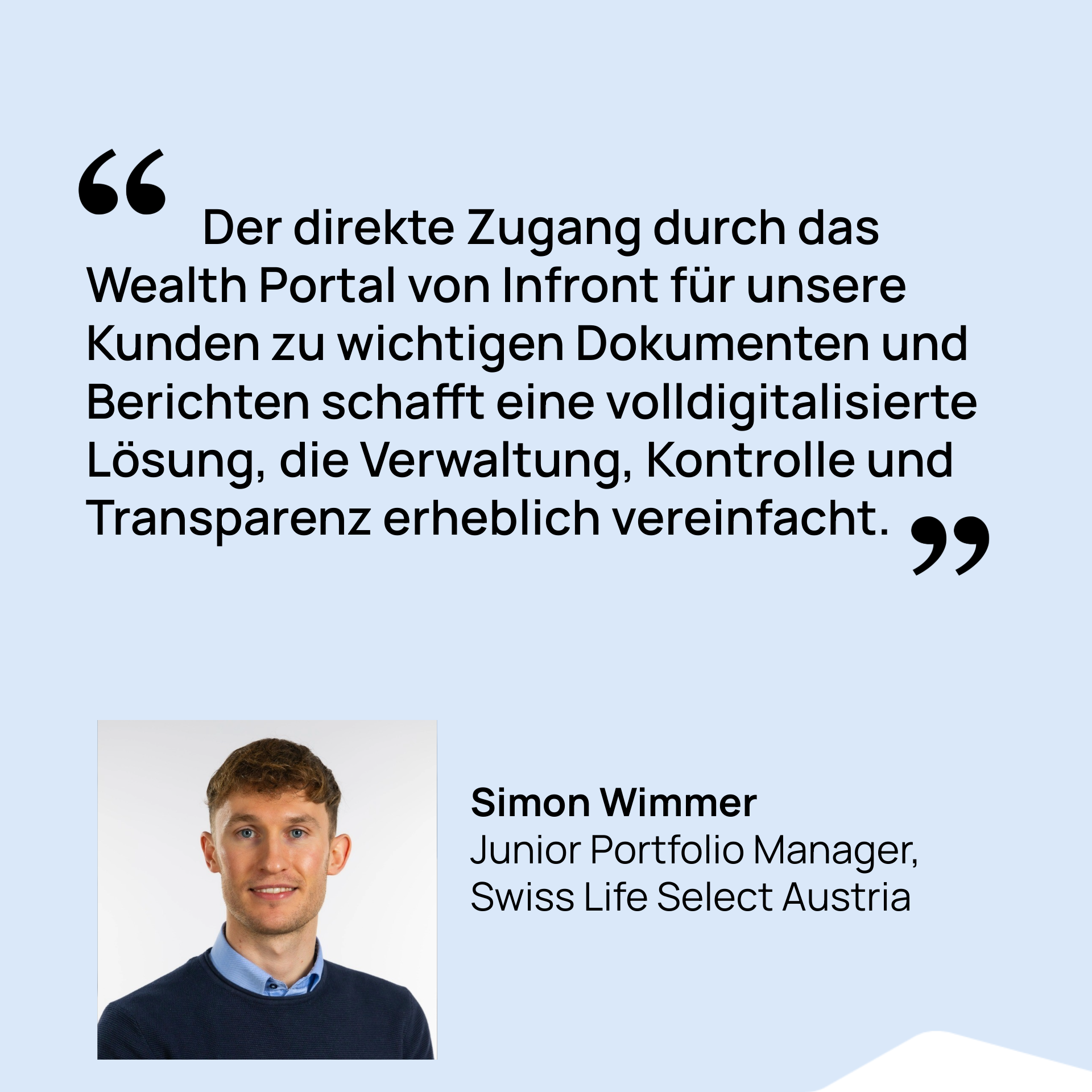 Infront WealthTech solutions | Clients testimonials | Swiss Life