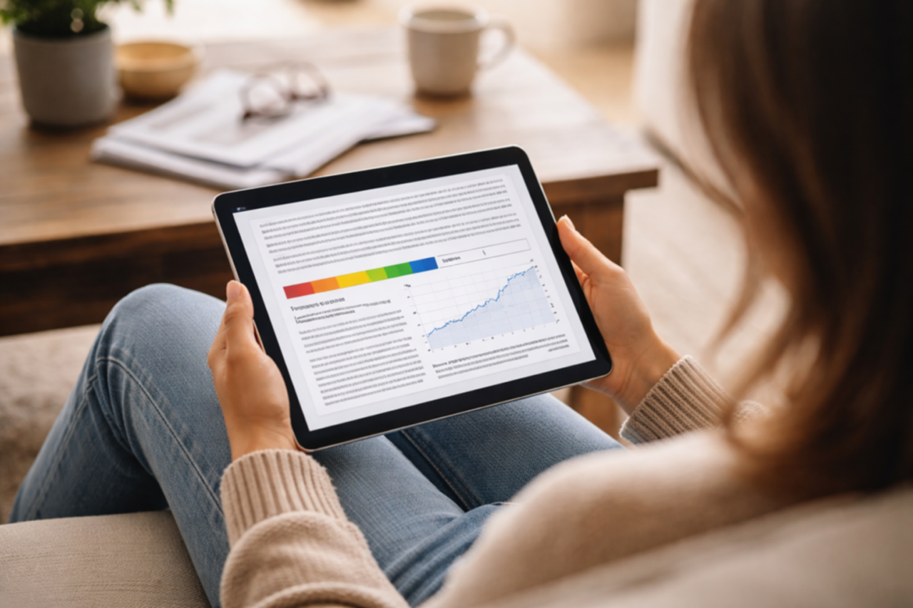 Retail investor reviewing document
