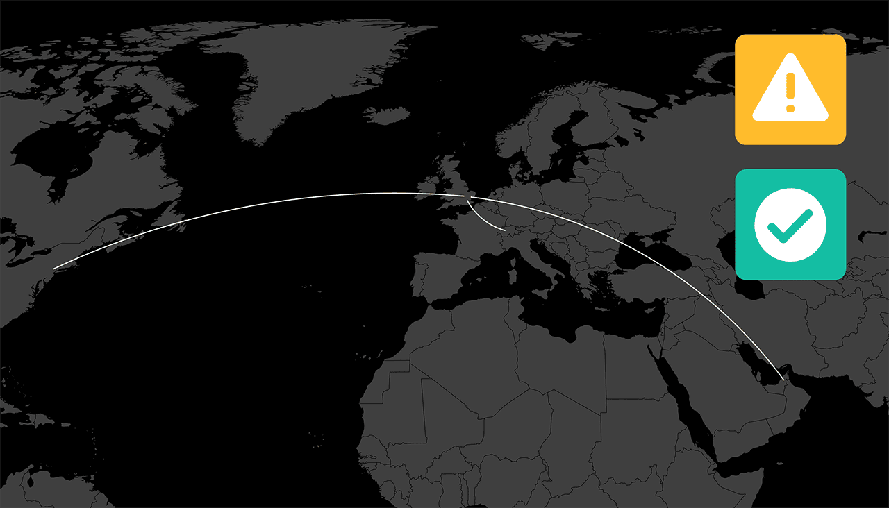 Map showing cross-border investments