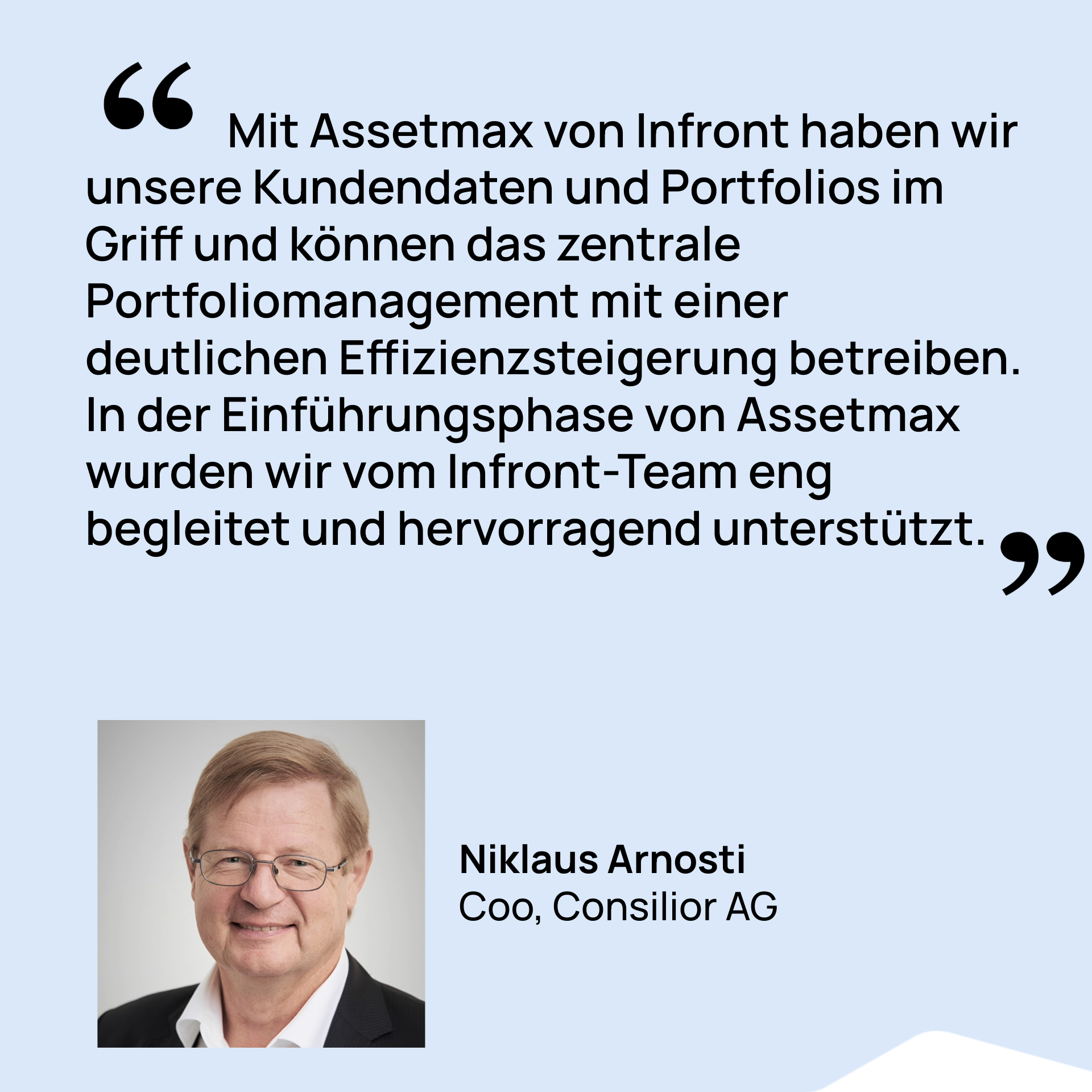 Infront WealthTech solutions | Clients testimonials | Consilior AG